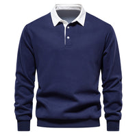 Elegantes Herren-Langarm-Poloshirt – klassischer Kragen für Freizeit und Business in Blau