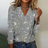 Jinny - Elegantes Top mit V-Ausschnitt in Silber