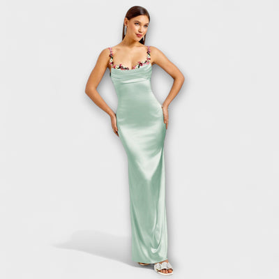 Eira - Verziertes Satin-Kleid mit Trägerschnürung im Rücken