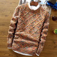 Herren Grobstrickpullover | mit Strickmuster und langen Ärmeln in Orange