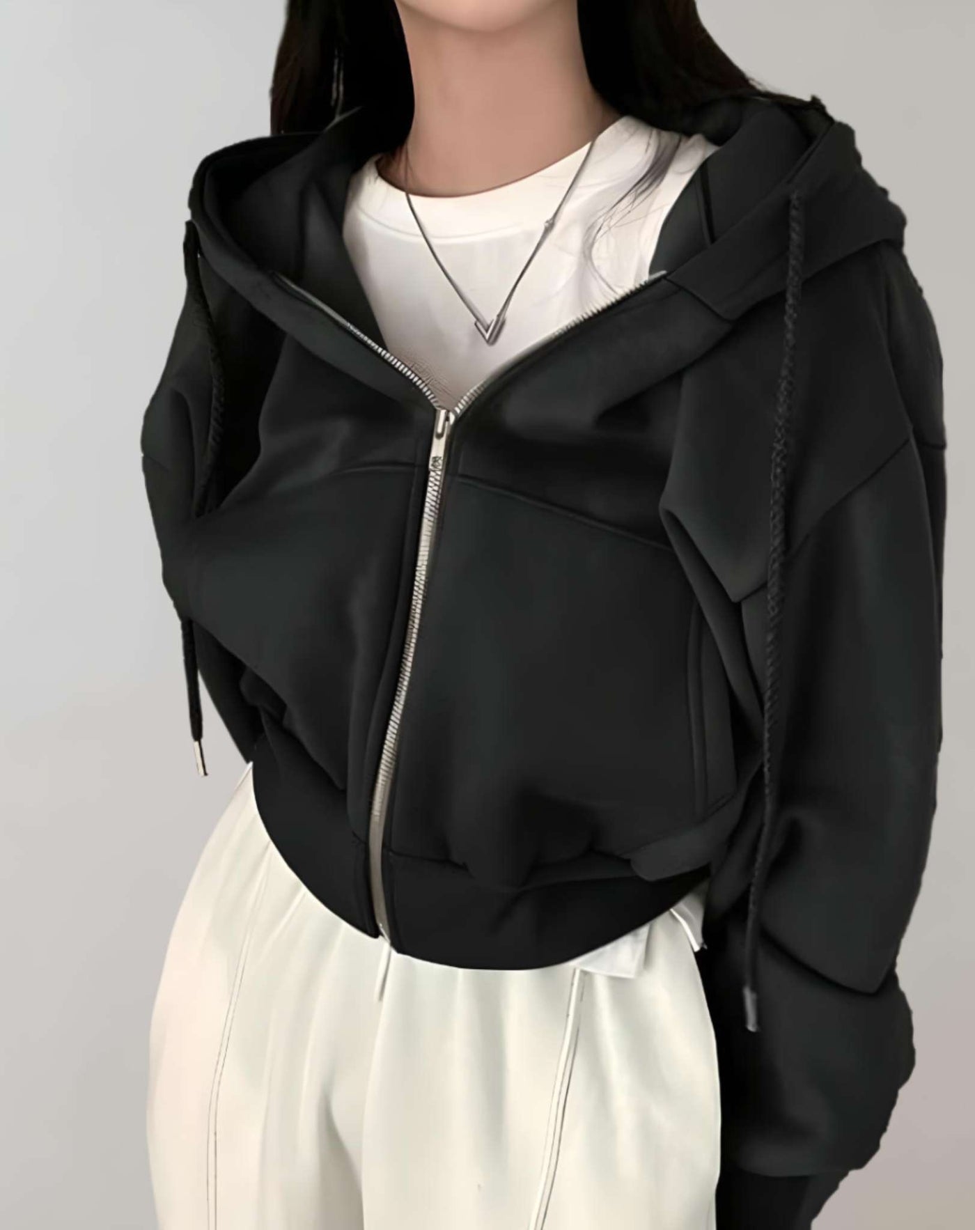 Erica -  Übergroße Jacke mit Reißverschluss und Seitentaschen Jacke