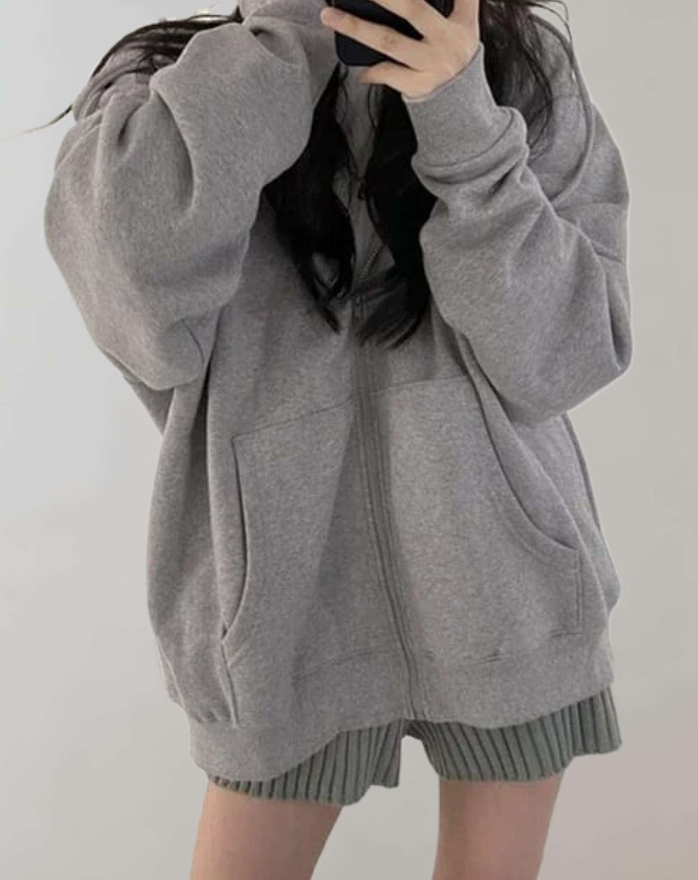 Erica -  Übergroße Jacke mit Reißverschluss und Seitentaschen Jacke