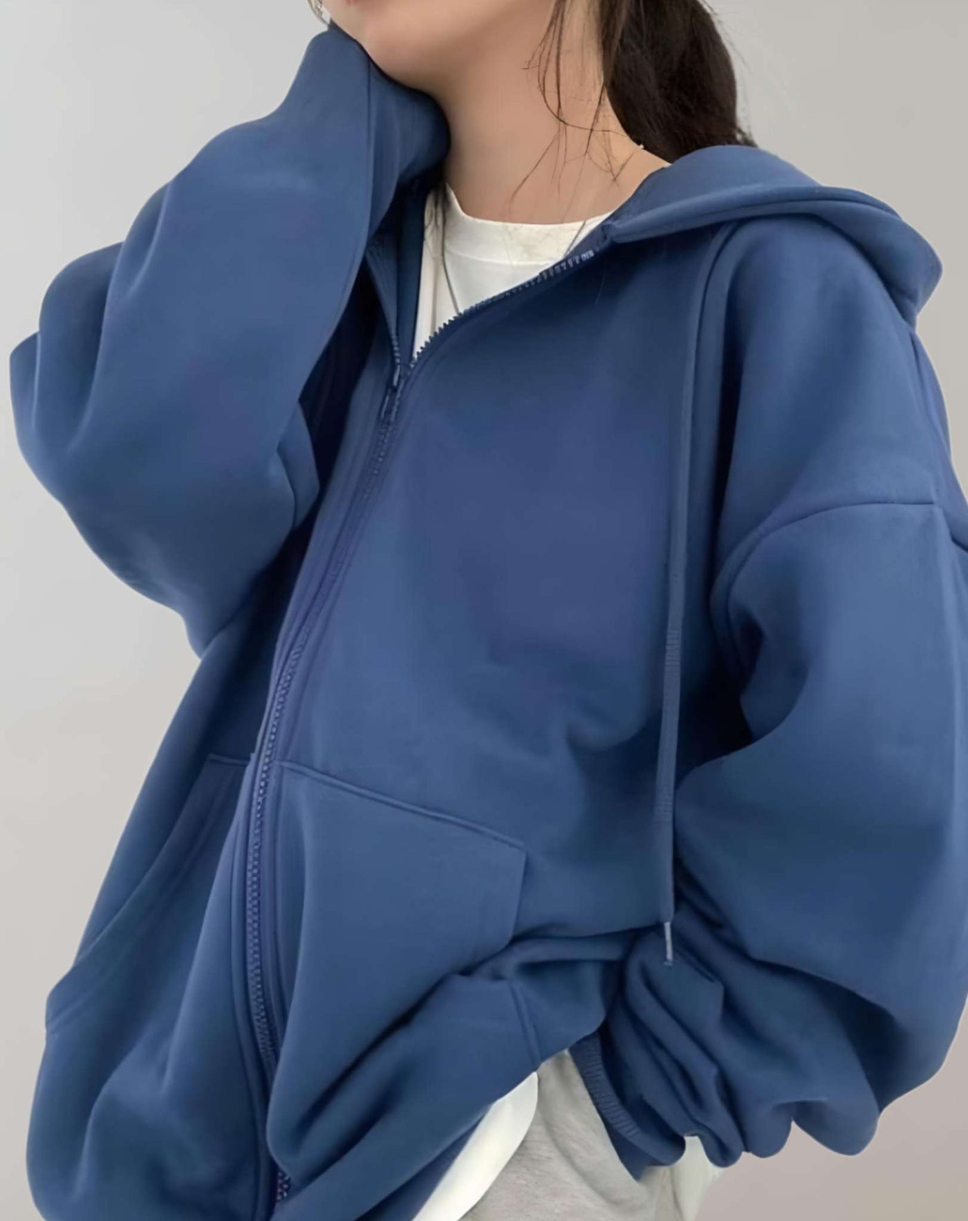 Erica -  Übergroße Jacke mit Reißverschluss und Seitentaschen Jacke