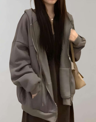 Erica -  Übergroße Jacke mit Reißverschluss und Seitentaschen Jacke