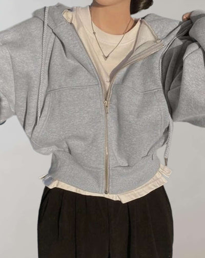 Erica -  Übergroße Jacke mit Reißverschluss und Seitentaschen Jacke