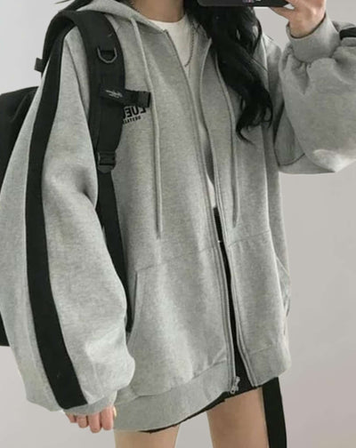 Erica -  Übergroße Jacke mit Reißverschluss und Seitentaschen Jacke