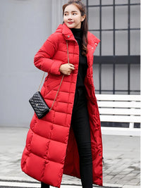 Langer warmer Wintermantel für Damen - Estella in Rot