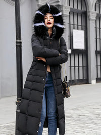 Langer warmer Wintermantel für Damen - Estella in Schwarz