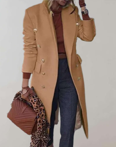 Eva -  Lange gut sitzende Manteljacke mit großen goldenen Knöpfen Jacke
