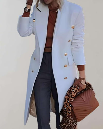 Eva -  Lange gut sitzende Manteljacke mit großen goldenen Knöpfen Jacke