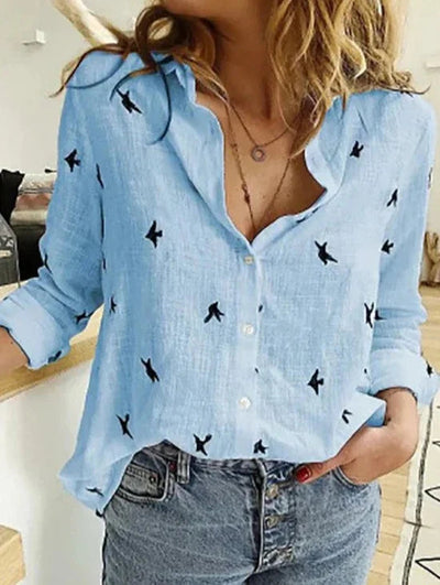 Evelyn | Bequemes schmeichelndes Langarmhemd aus Baumwolle