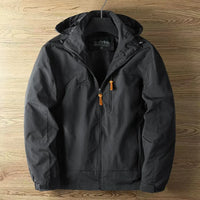 Regenjacke Herren Wasserdicht Mit Kapuze | Leichte Outdoorjacke Mit Reißverschluss in Schwarz