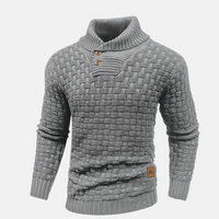 Pullover Herren Strick Mit Knopfkragen | Struktur Design in Grau