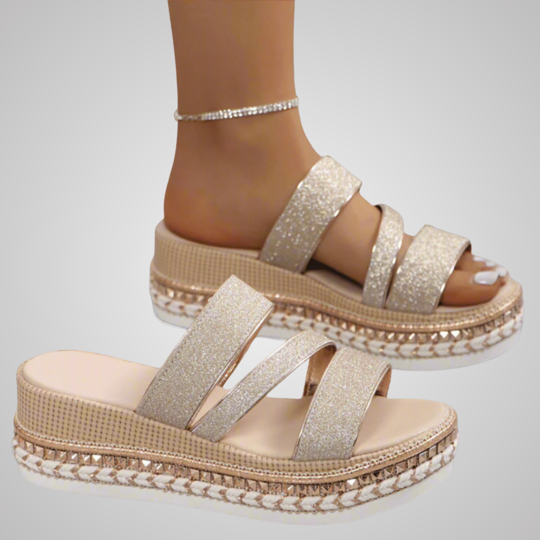 Aurora™ | Glitzernde Premium Plateausandale