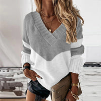 Pullover Damen V-Ausschnitt Strick | Leicht & Stilvoll in Grau