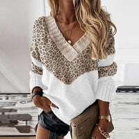 Pullover Damen V-Ausschnitt Strick | Leicht & Stilvoll in Leoparden