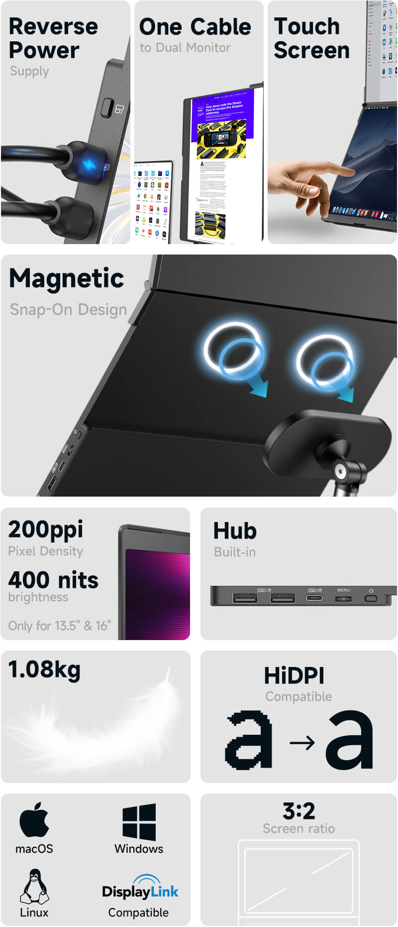 Tragbarer Dual Touch Monitor 16 Zoll – Flexiview