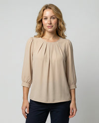 Elegante Satin Bluse Damen in Beige
