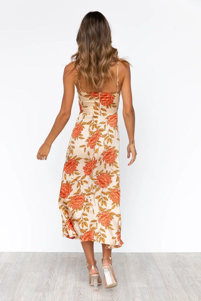 Flora | Romantisches Midikleid mit Blumendruck