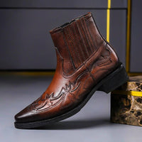 Jonas | Herren Handgefertigte Lederstiefel in Cognacbraun