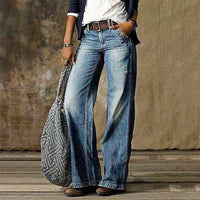 Damen Baggy Jeans Locker Geschnitten | High Waist 5-Taschen in Hellblau