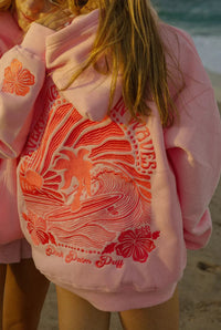 Damen Sommer Hoodie - Noira in Rosa Welle