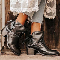 Neu Stiefel Frauen Lederschuhe - Gloria in Schwarz