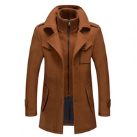 Herren Wintermantel | Langer Slim Fit Mantel in Braun