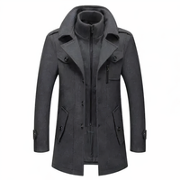 Herren Wintermantel | Langer Slim Fit Mantel in Grau