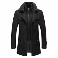 Herren Wintermantel | Langer Slim Fit Mantel in Schwarz