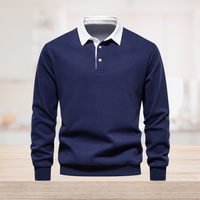 Pullover Herren Langarm Polo | Klassischer Kragen in Blau