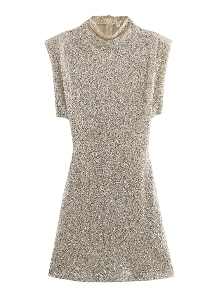 Stefanie | Ärmelloses Glitzer Pailletten Mini Dress
