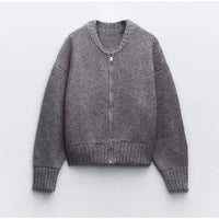 Moda | Grau O-neck Knit Frauen Pullover Jacke Mode in Grau