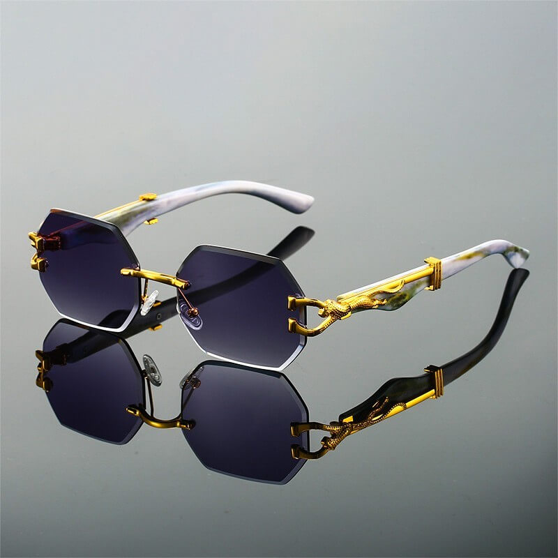Rahmenlose Retro-Leopardenbrille