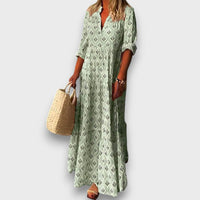 Seriva – Fließendes Maxikleid mit feinem Ethno-Flair in Grün