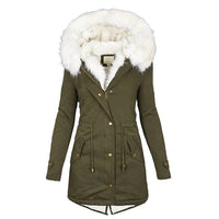 Winterjacke Damen Mit Kapuze | Lang Geschnitten Mit Taschen in Grün