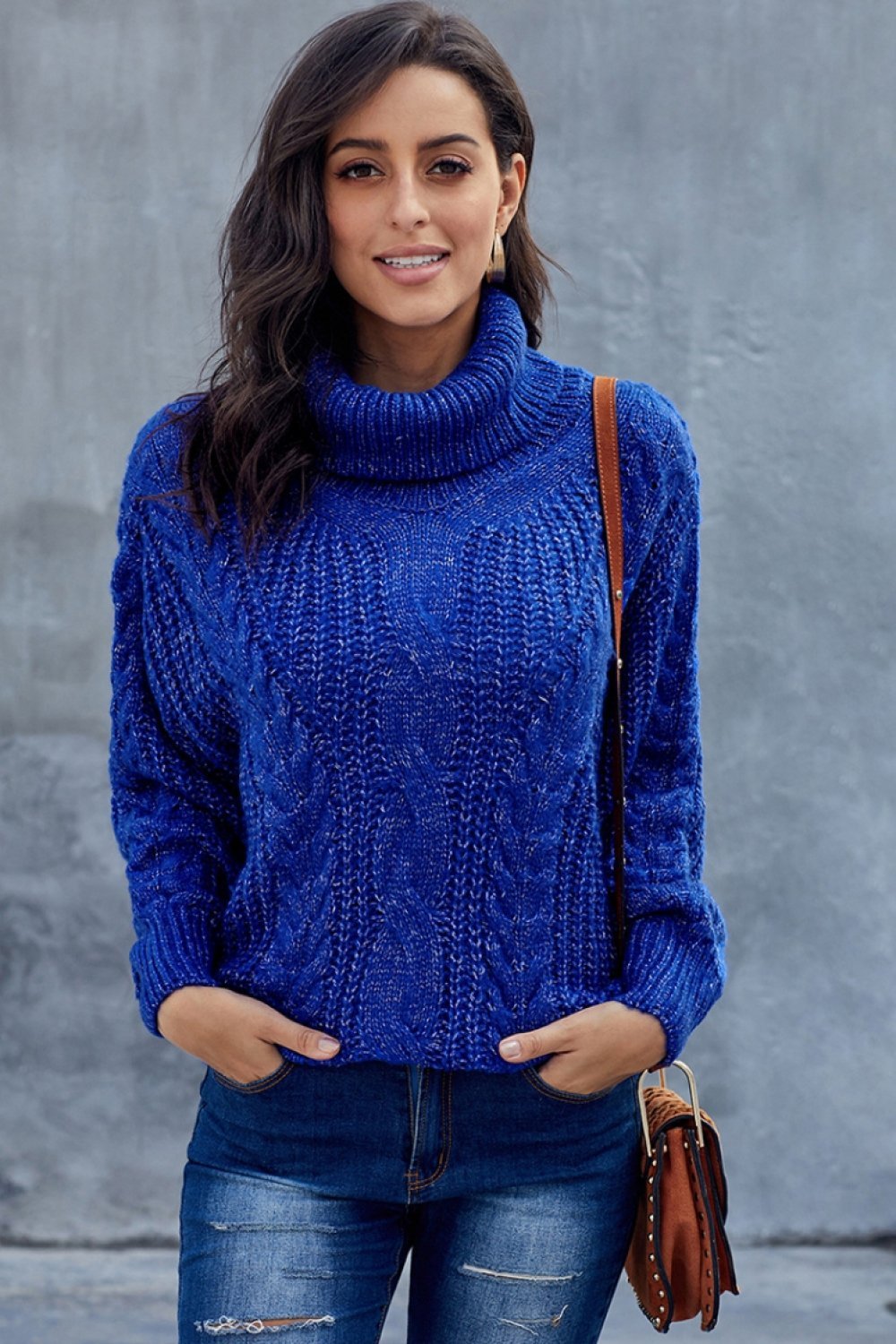 Laura | Grobes Zopfmuster pullover mit Rollkragen