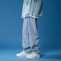 Alexander | Weites Bein Gerader Schnitt Jeans in Hellblau