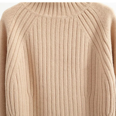 Sonia  - Gerippter Rollkragenpullover mit Ballonärmeln