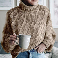 Kuscheliger Damen Strickpullover – Lockerer Rollkragenpullover für Herbst und Winter, ideal für lässige Freizeitlooks in Beige