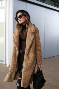 Damen Lang Fleece Jacke | Winter in Braun