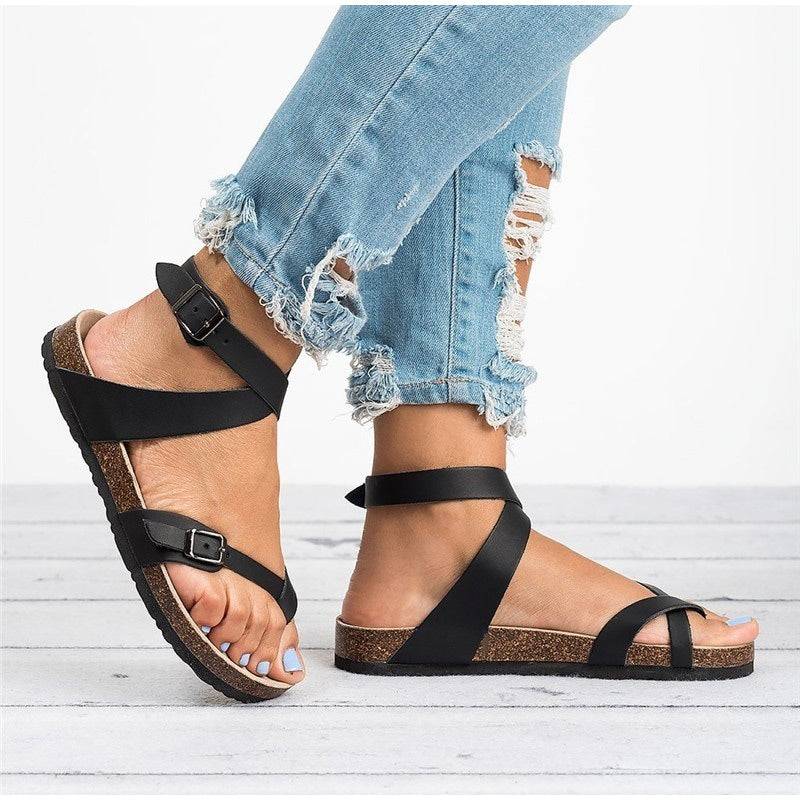 Flache Sandalen mit Gekreuztem Riemen für Damen