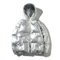 Herren Winterjacke Winddicht | Pufferjacke für Outdoor in SilberKapuze