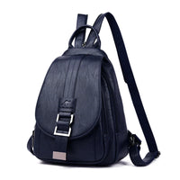 LINA | DIEBSTAHLSICHERER LEDERRUCKSACK in Blau