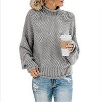Kuscheliger Damen Strickpullover – Lockerer Rollkragenpullover für Herbst und Winter, ideal für lässige Freizeitlooks in Grau