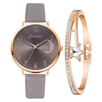 Uhren-Set mit Mondzahlen-Zifferblatt und Armbändern in Grau