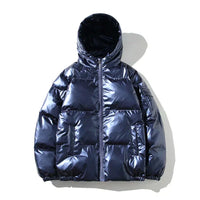 Herren Winterjacke Winddicht | Pufferjacke für Outdoor in Blau mit Kapuze