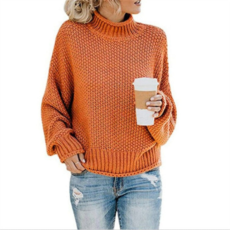 Kuscheliger Damen Strickpullover – Lockerer Rollkragenpullover für Herbst und Winter, ideal für lässige Freizeitlooks