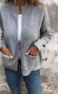 Zip-Knit Jacke für Frauen - Halle in Grau