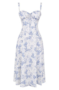 Julia | Sommerkleid in Blau - Blumenmuster
